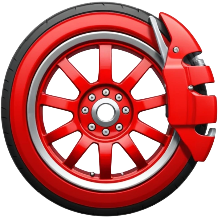 Car wheel emoji with red brake caliper emoji