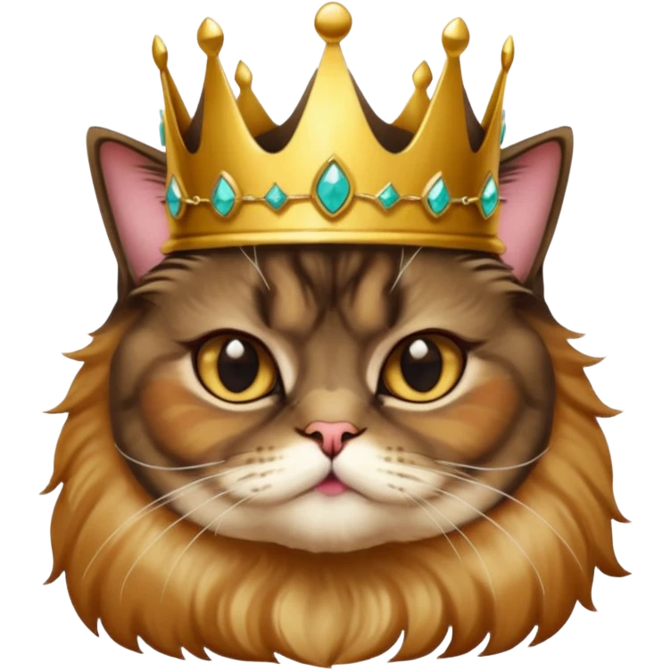 tortoiseshell Persian cat female with a crown emoji