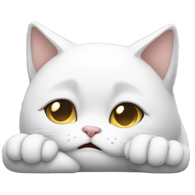 sad white cat facepalm  emoji