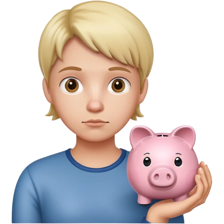 holding a piggy bank and looking thoughtful emoji