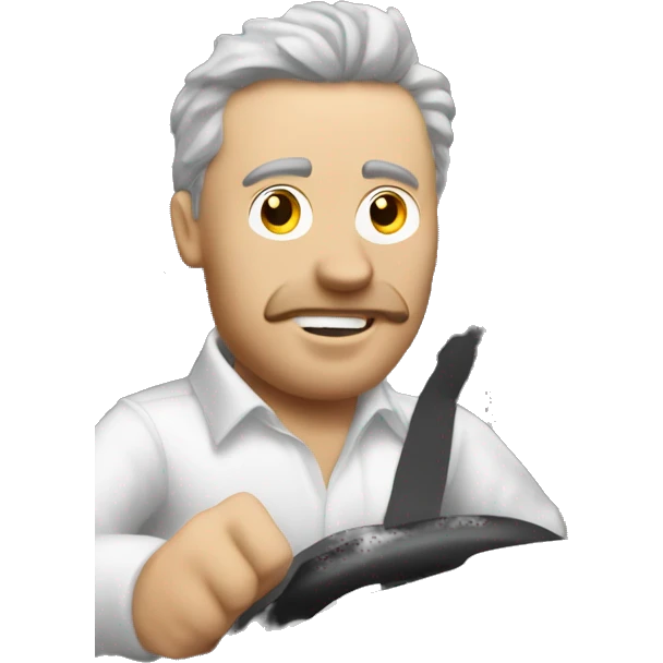 Man driving a white Holden Colorado with a bull bad emoji
