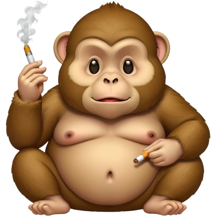 Fat monkey with a cigarette  emoji