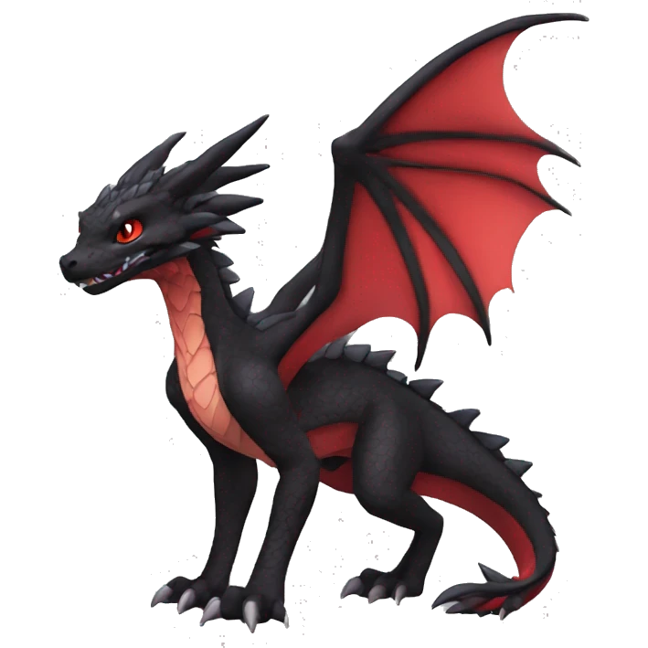 Anthro Cute cool black red nargacuga dragon animal hybrid Fakemon full body emoji