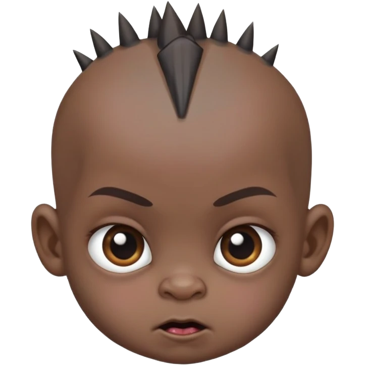 i want an extremely pitch balck baby with a mohawk in the center amd bald from the sides and make sure to make him really really ugly like extremely ugly emoji