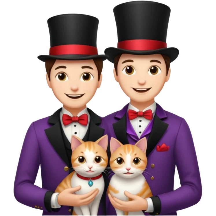 magician couple and their pet cat emoji