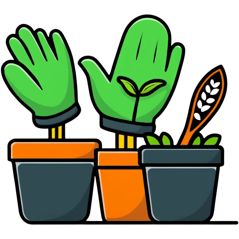 gardening gloves seeds and plant pots emoji