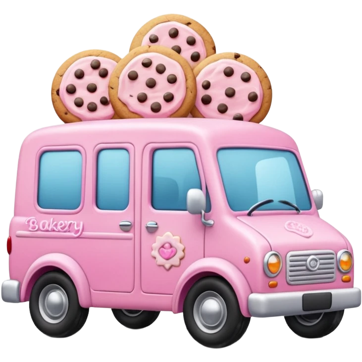 Cute pink bakery delivery vehicle cookies emoji