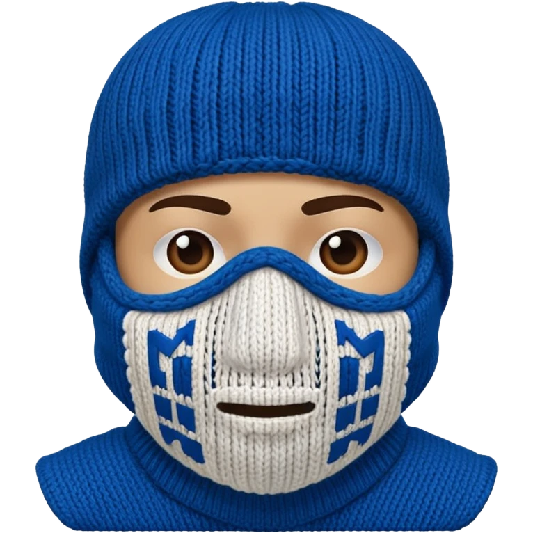 ski mask blue and white on half sides emoji