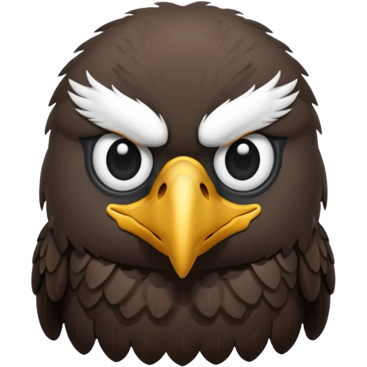very simple and minimalistic whole body eagle emoji DOT eyes, only pupils, solid black , no iris, remove the white part of the eye emoji