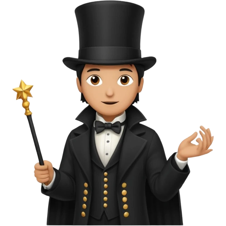 Magician with top hat,Street Performers. emoji