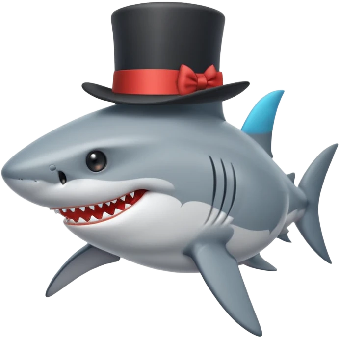 Shark with a top hat emoji