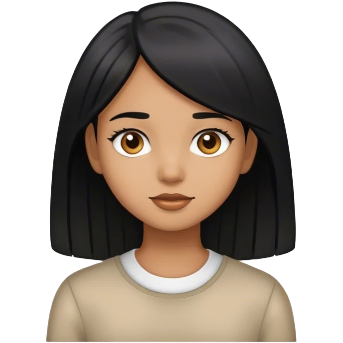 light brown skinned girl with straight shiny black hair emoji