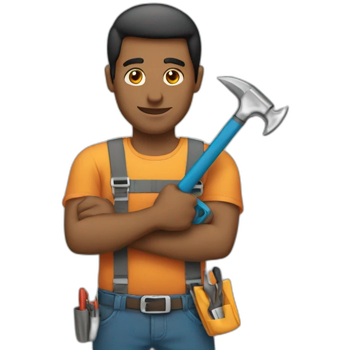 A man holds tools emoji