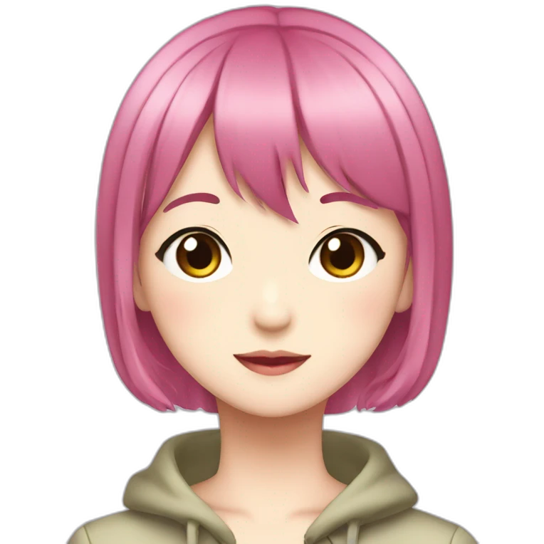 Nana Komatsu in Anime with Dark Pink Hair emoji