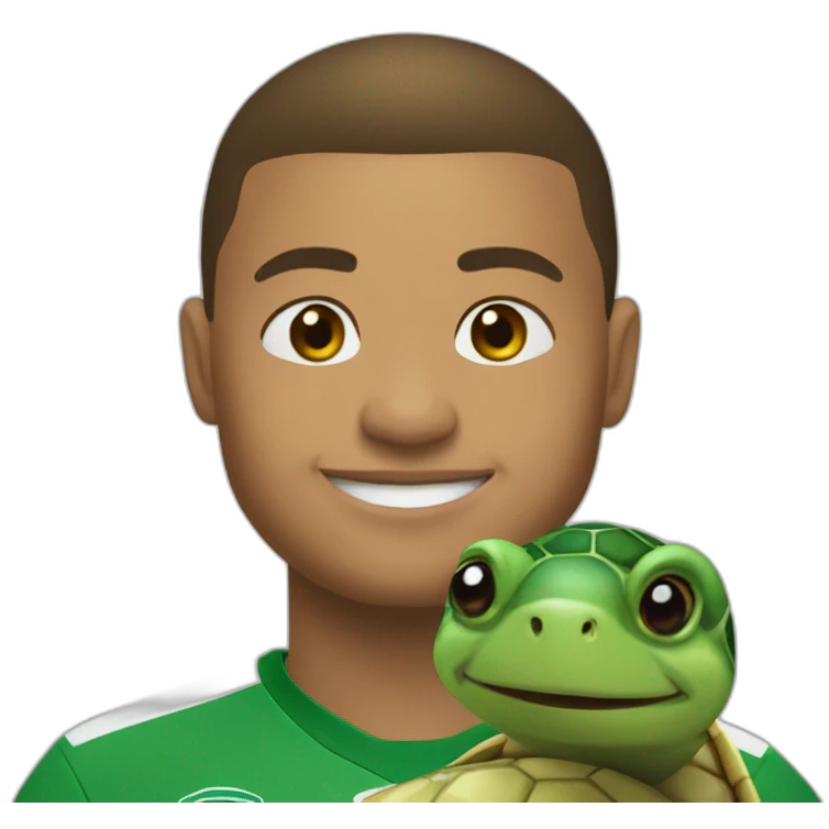 Mbappé with a turtle  emoji