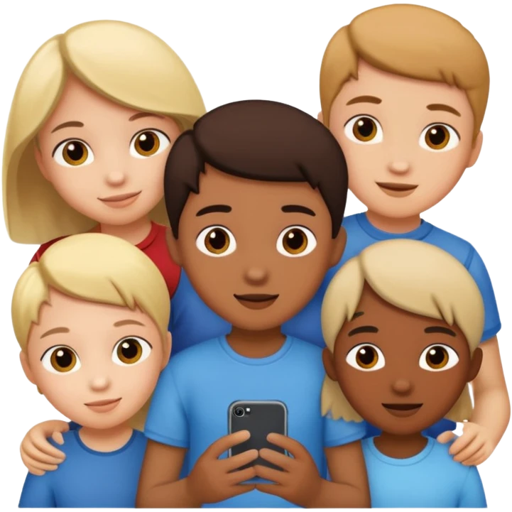 Familia 5 niños y una niña emoji