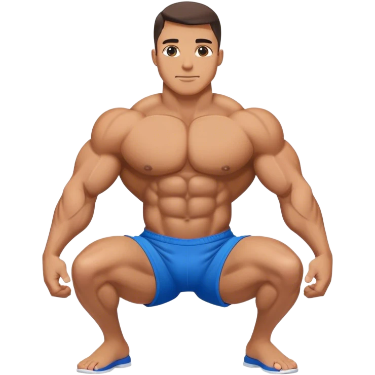 bodybuilder with blue shorts glute-bridges emoji