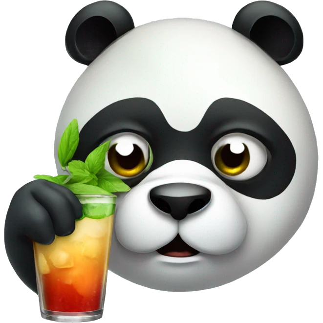 Angry panda drinking mojito emoji