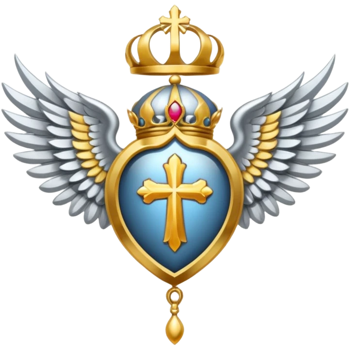 Holy Saint  Emblem with Silver wings emoji