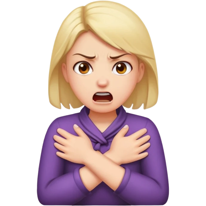 Girl crossed hands around neck angry srcreaming emoji