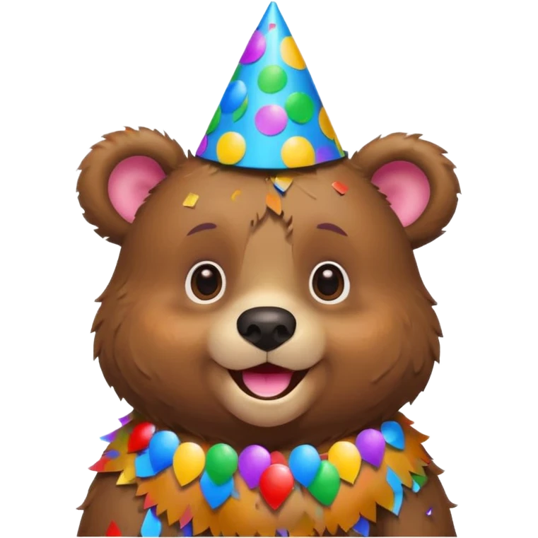 Partying bear cub with confetti  emoji