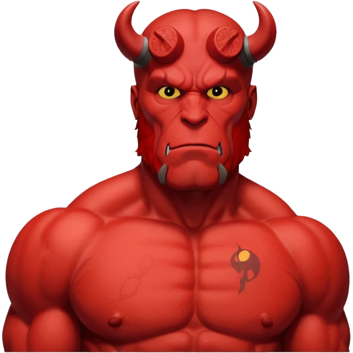 cinematic realistic portrait superhero Hellboy by Mike Mignola emoji