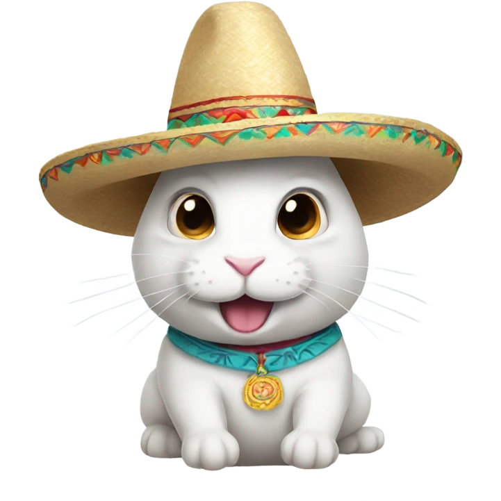 White rabbit with sombrero emoji