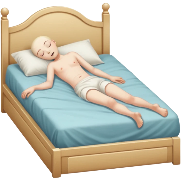 person dead on bed full body closed eyes emoji