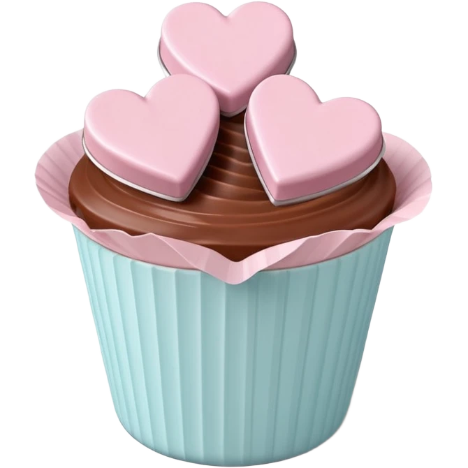 Two glossy square milk chocolate pralines placed diagonally, each in a white ridged paper cup, topped with a soft pastel pink heart icing with subtle sugar sparkle.
Cute minimal emoji-style, realistic and polished, clean studio lighting, pure white background, smooth 3D render, high resolution. emoji