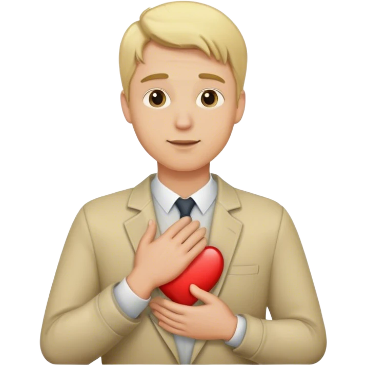 a blonde man put his hand on his heart emoji