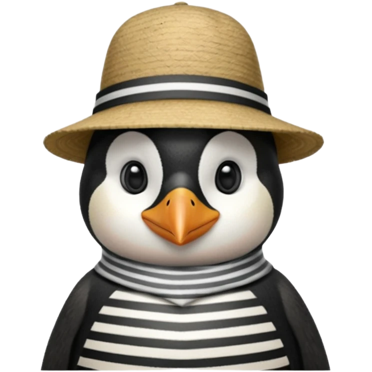 penguin wearing gondolier striped shirt and hat emoji