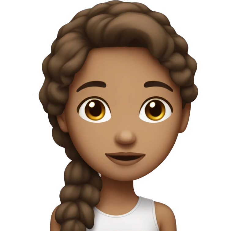 A Brown hair girl cuddle with a white/blacl var emoji