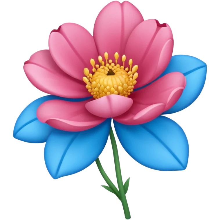 Um emoji da flor rosa só que com coloração azul emoji