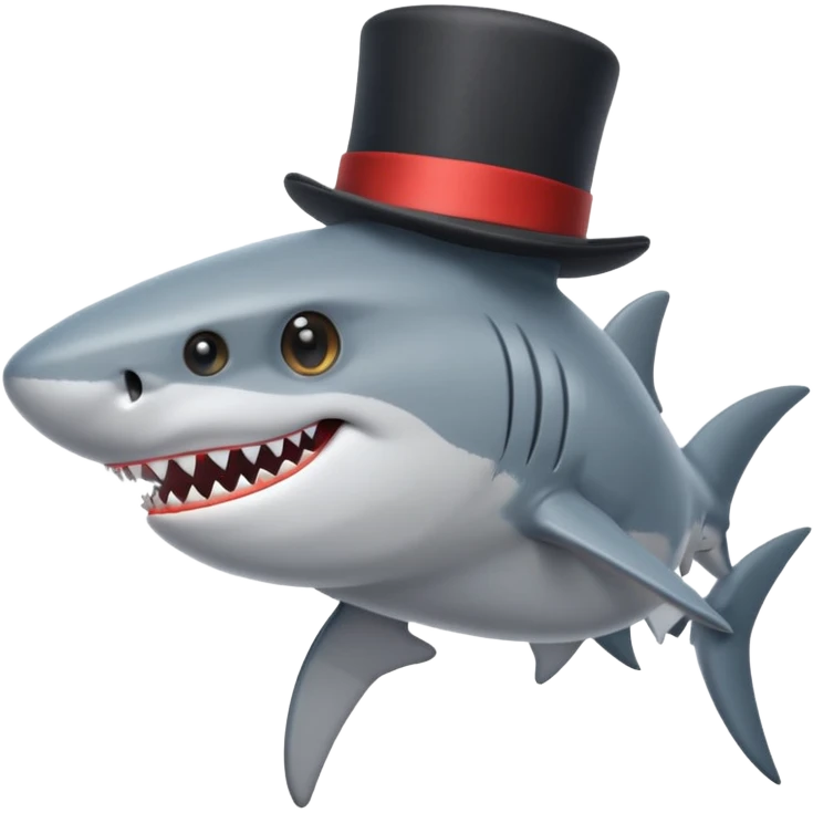 Shark with a top hat emoji