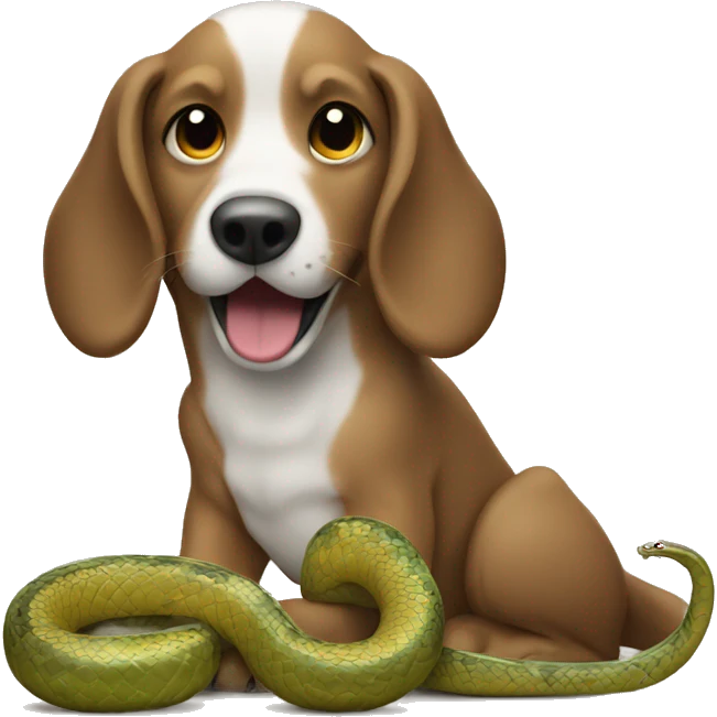 Dog eating snake  emoji