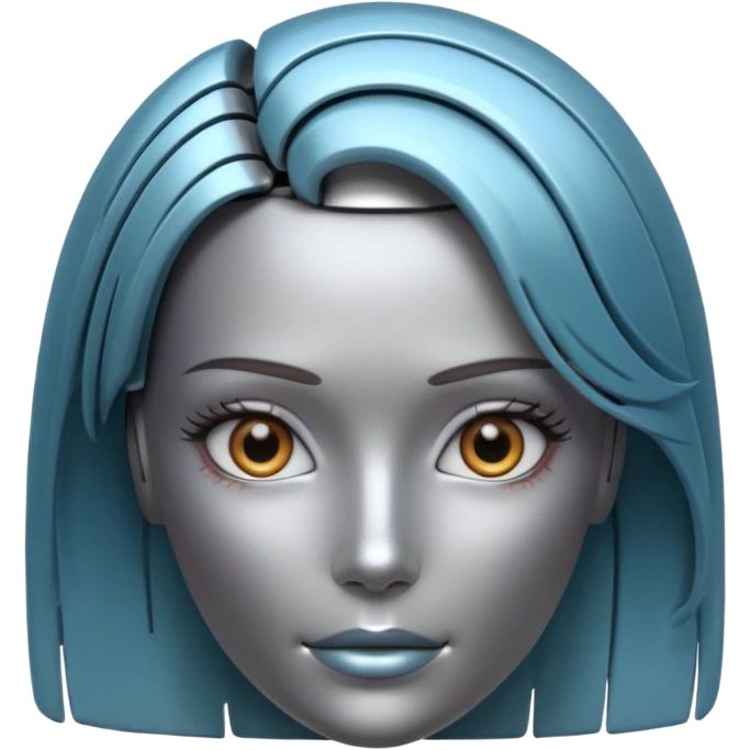 female different hair color metalic robot face like 3rd picture of the last one emoji