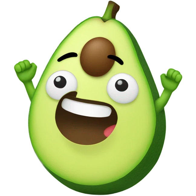 happy avocado with hands up emoji