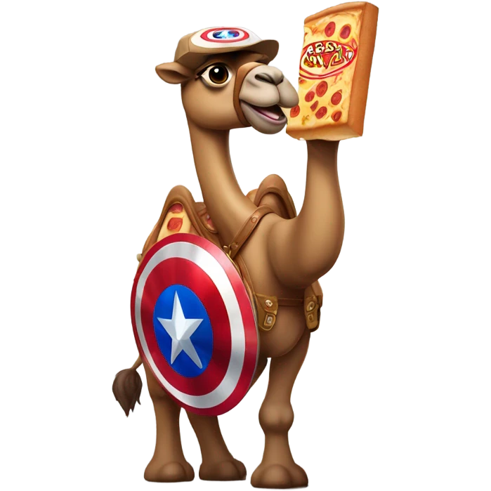 Captain America as a camel ordering Little Caesars emoji