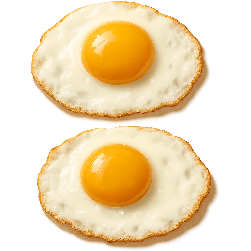 realistic style fried eggs, no background emoji