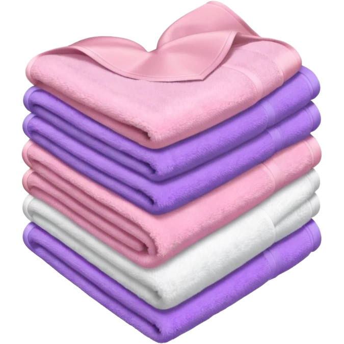 milky, pastel pink, and soft purple towels stacked in a heart, iOS emoji style emoji