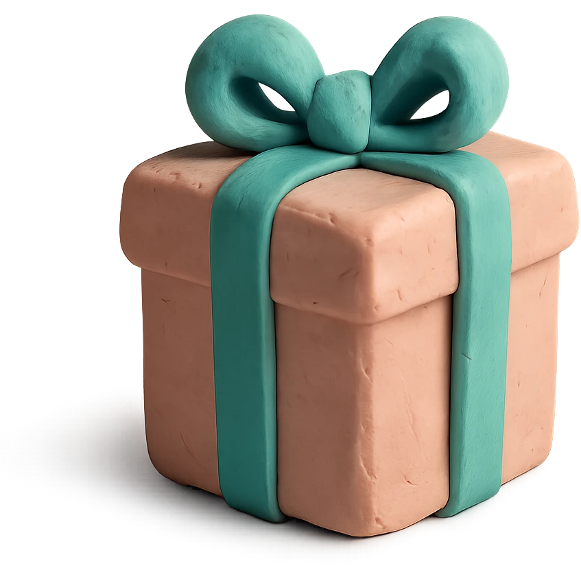 claymation style 3D gift box with pastel colors emoji