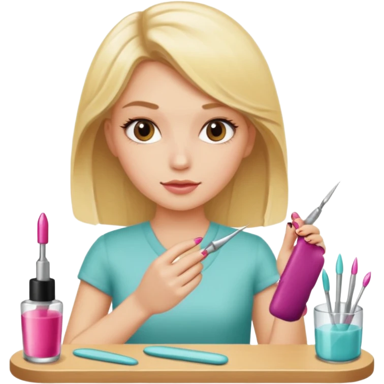 Blondie girl making nails emoji