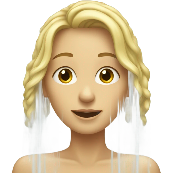 blonde woman coy in shower emoji