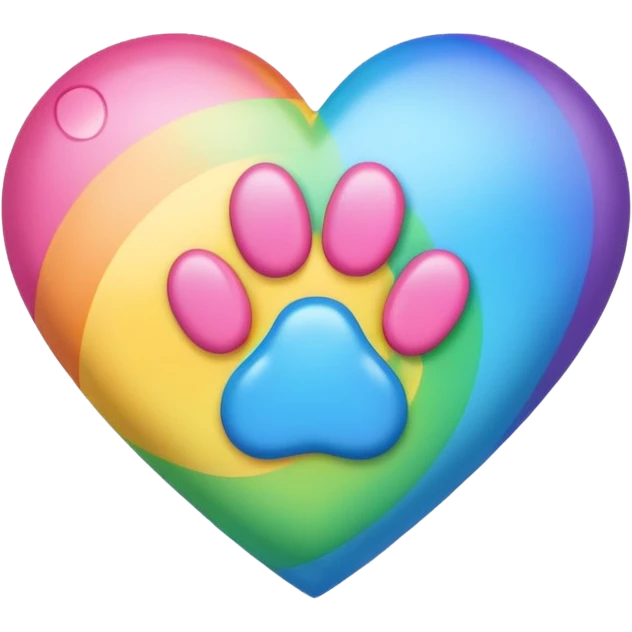 heart with a paw print and a rainbow emoji