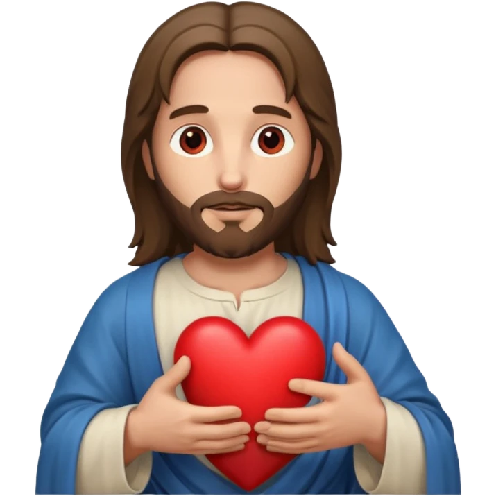 jesus holding a heart emoji