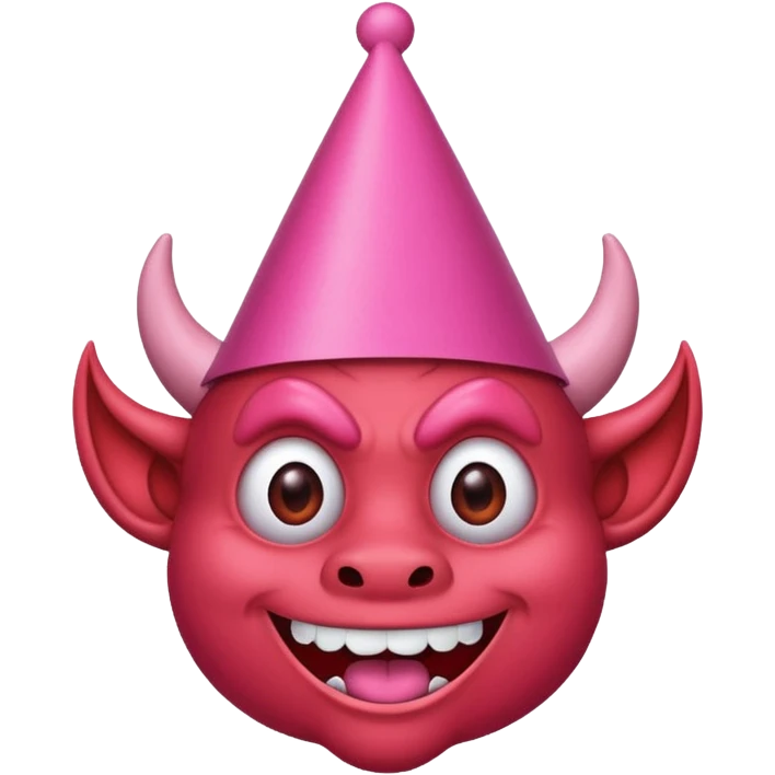 red Devil with pink party hat emoji