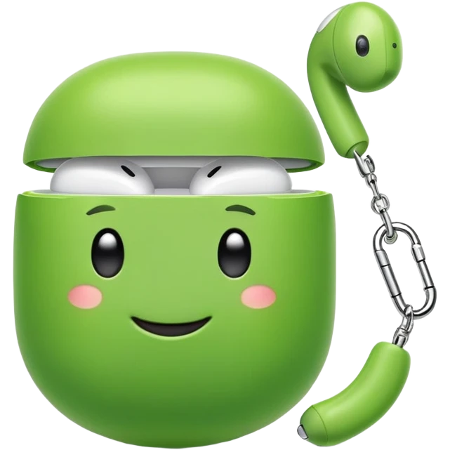 smiling cute green pea wearing airpods emoji