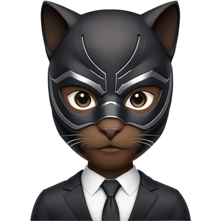 Black Panther superhero, black suit, cat-like mask, confident expression emoji