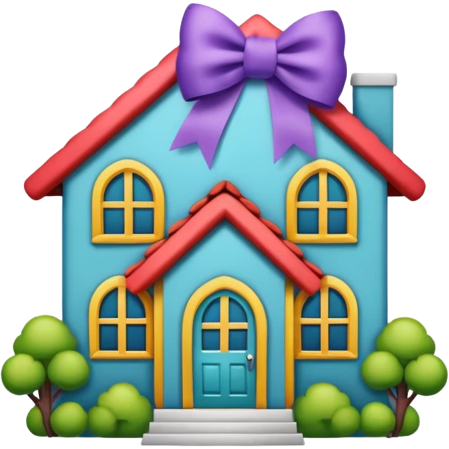 house with a ribbon bow, no face, simple and emoji-like style emoji