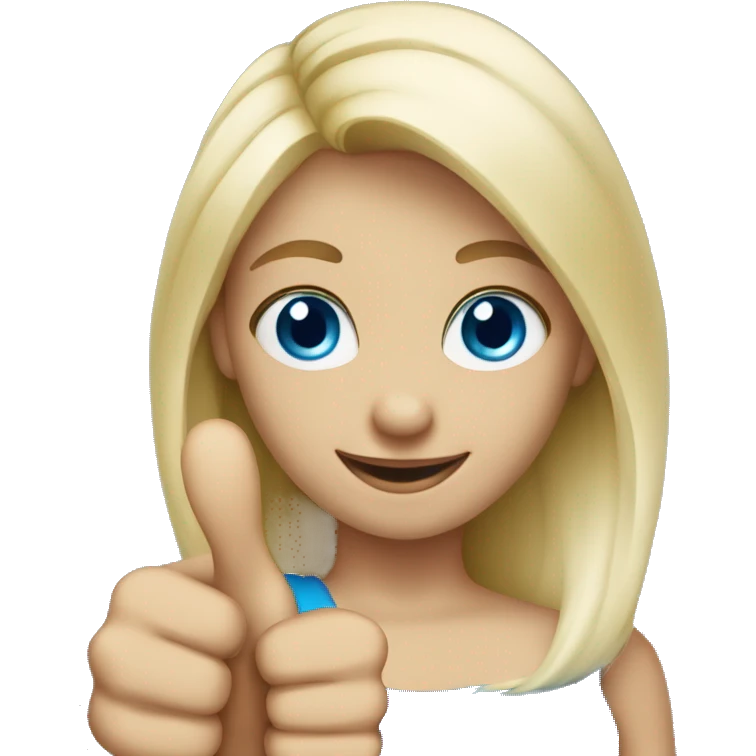 Blonde blue eyed girl giving thumbs up emoji